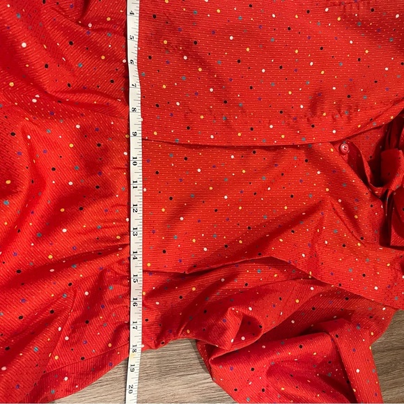 Vintage Red Polka Dot Midi Dress Women’s XL Tie Front Pinup Rockabilly Whimsical - Picture 8 of 10